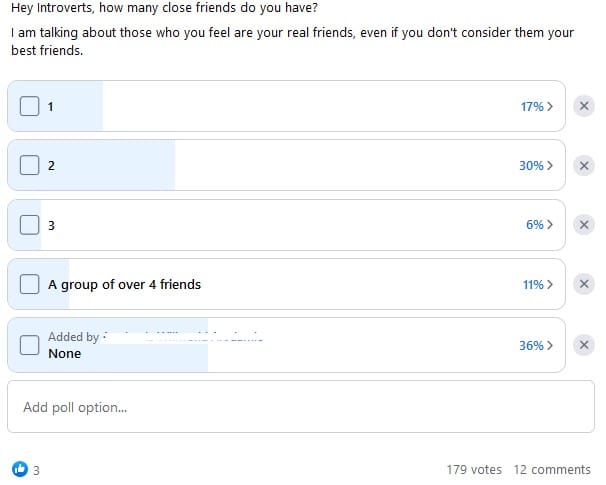 how many close friends do introverts have